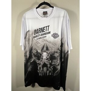 Mens 2XL Harley Davidson Graphic T Shirt Barnett El Paso Texas AOP Skull (K)